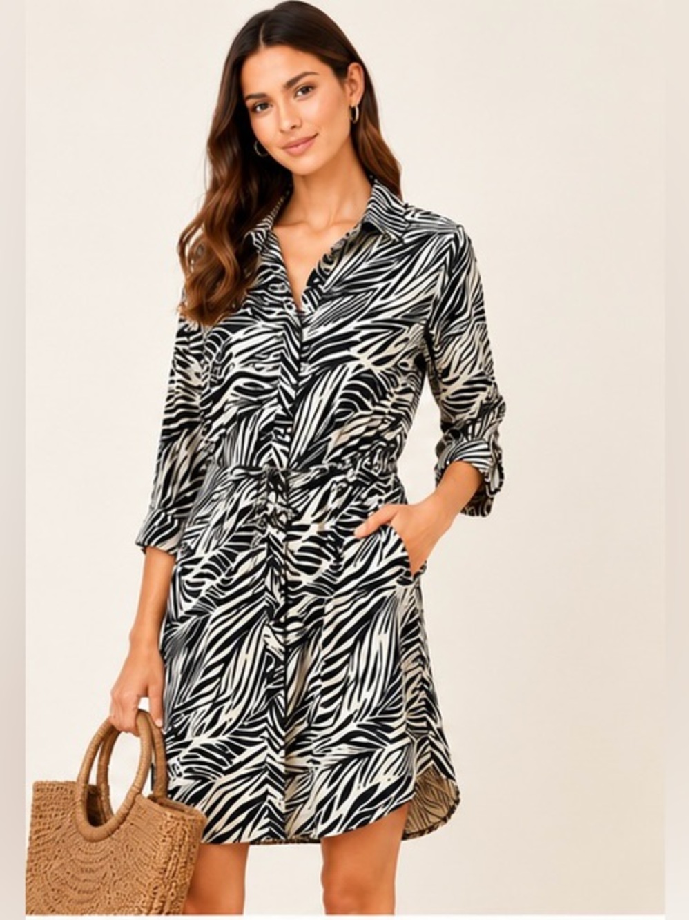 Sam Edelman Palm Print Shirt Dress NWT Size 14